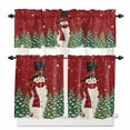 thumbnail image 1 of Christmas Snowman Kitchen Curtains and Valances Set, Winter Snowflakes Pine Trees Art Rod Pocket Window Valance 18 Inch Window Curtain Panels for Living Room Bedroom Laundry, 27.5x36in, 3 Pieces, 1 of 7