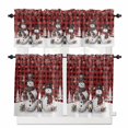 thumbnail image 1 of Christmas Snowman Kitchen Curtains and Valances Set, Winter Snowflakes Tree Pine Cone Red Plaid Rod Pocket Window Valance Window Curtain Panels for Living Room Bedroom Laundry, 27.5x24in, 3 Pieces, 1 of 7