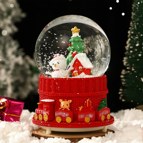 Christmas Snowman LED Musical Snow Globe with Automatic Snowfall, Lighted Resin Snowglobes Holiday Decoration, Snowflakes Spinning Water Globe Tabletop Christmas Decor for Home Gifts