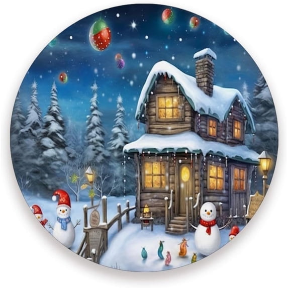 Christmas Snowman Landscape Coasters Absorbent Moisture Non-Slip Drink Coaster Ceramic Stone with Cork Base Desktop Protection Prevent Furniture Damage 2PCS Home Decor