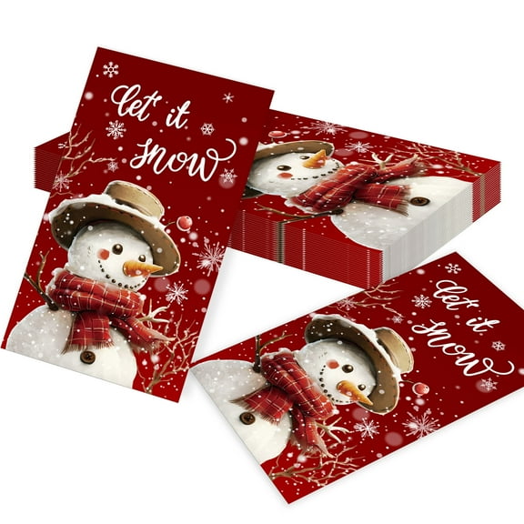 Christmas Snowman Let it Snow Decorative Cards - 40pcs Foldable Table Signs & Placemats
