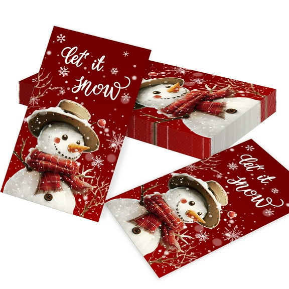 Christmas Snowman Let it Snow Decorative Cards - 40pcs Foldable Table Signs & Placemats