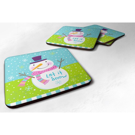Christmas Snowman Let it Snow Foam Coaster Set of 4
