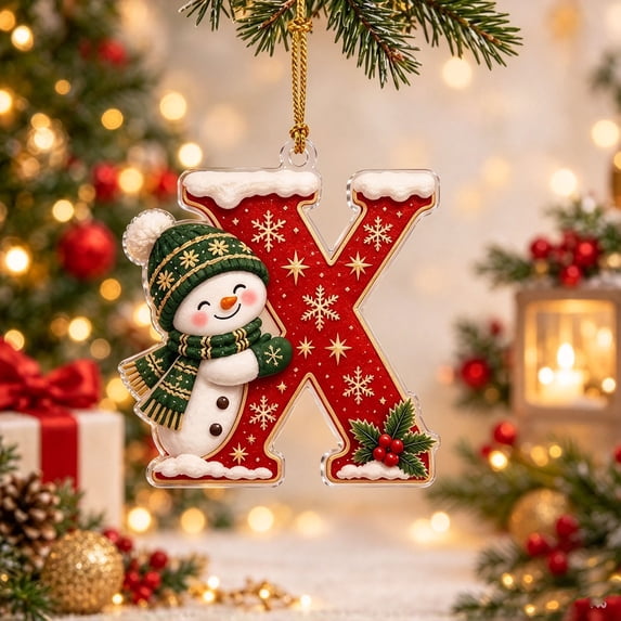 Christmas Snowman Letter Ornament, Cute Snowman Initial Alphabet ...