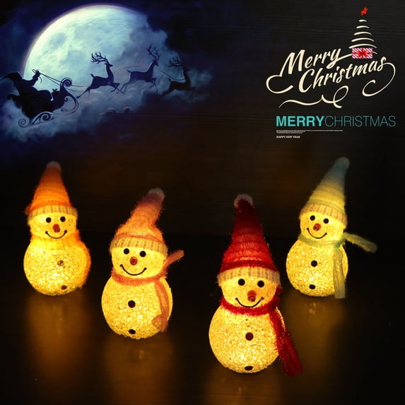 Christmas Snowman Lights Decorations, Outdoor Snowman Statue Ornament Landscape Pathway for Patio Yard Garden Lawn Decor, Battery Powered Ornament Party Indoor Holiday Gifts