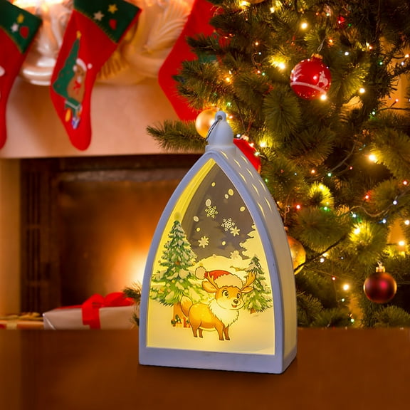 Christmas Snowman Luminous Lantern - Portable LED Night Light with Hanging Ring, Festive Glowing Decor with Snowy Forest Scene, Portable Holiday Ornament for Christmas Party, Bedroom Ambience & Gift