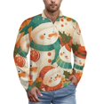 thumbnail image 1 of Christmas Snowman Men's Sweater Sports POLO Shirt Zip Pullover Mens Athletic Long Sleeve Sweatshirt Mock Neck for Men, 1 of 7