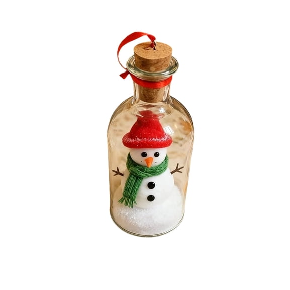 Christmas Snowman Message Bottle Ornament, Novelty Holiday Decor Holding a Greeting Note Inside for Mantels Shelves and Festive Tabletop Displays(White)