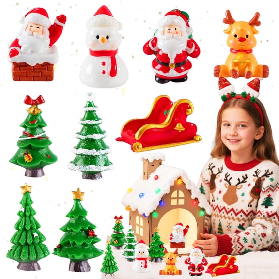 Christmas Snowman Mini Party Decoration Set - 9-piece winter scene decorations, suitable for holiday party decoration.