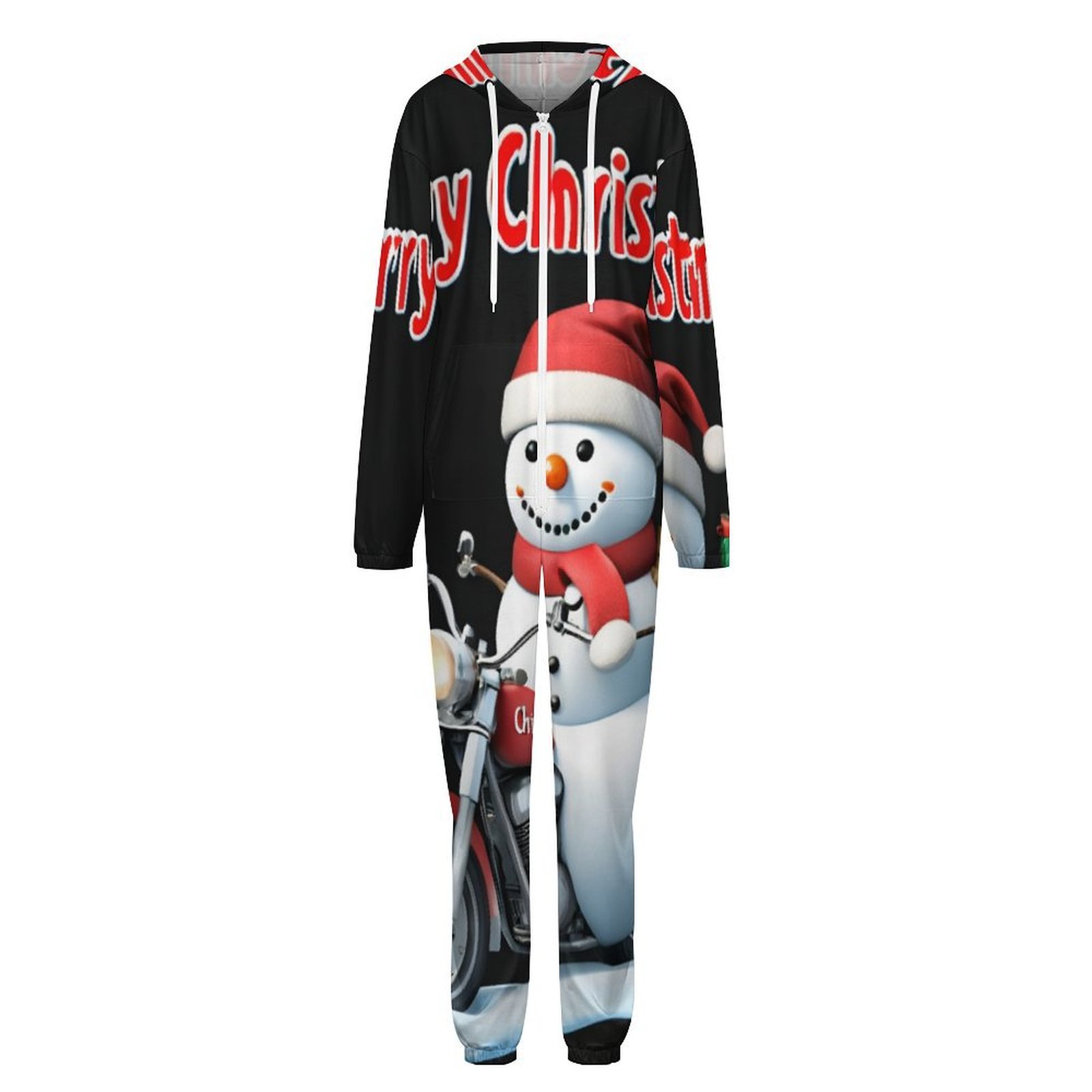 Christmas Snowman Motorcycle Gift Unisex Adult Onesie Pajamas with ...