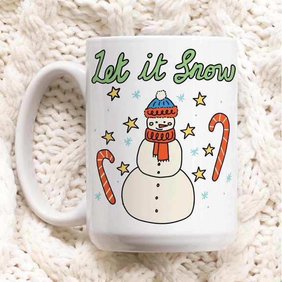 Christmas Snowman Mug – Festive Let It Snow Holiday Coffee Cup