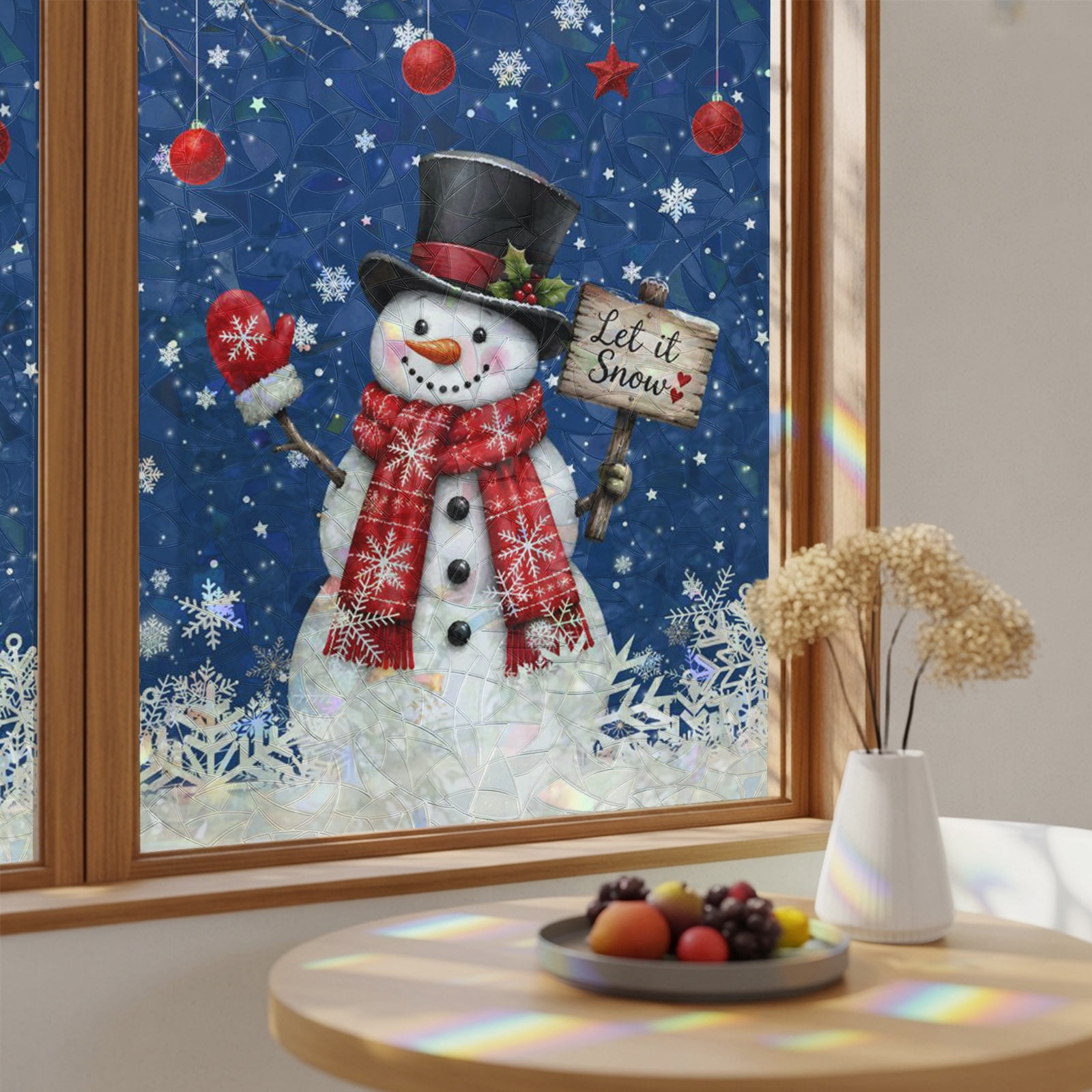 Christmas Snowman on Navy Blue Window Privacy Film,Heat Control Sun ...