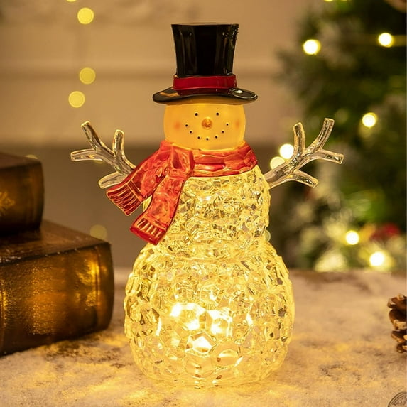 Christmas Snowman Night Light - Luminous Snowman Desktop Ornament, Soft Glowing Christmas Decoration, Perfect Holiday Gift for Home Office Desk Decor