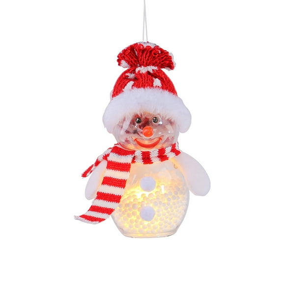 Christmas Snowman Ornament, Luminous Christmas Tree Decoration, Transparent Luminous Jar Snowman Figurine with Lights, Lightweight Hanging Christmas Holiday Decoration for Walls, Windows, and Trees