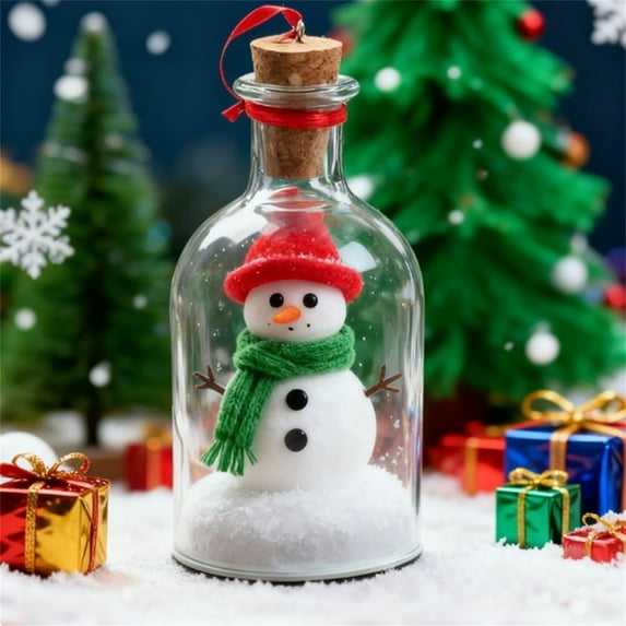 Christmas Snowman Ornament with Voice Recorder – Personalized Message Bottle for Holiday Gifts, Recordable Christmas Tree Decoration for Family & Friends