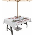 thumbnail image 1 of Christmas Snowman Outdoor Tablecloth - 60x120 Inch Rectangle Dining Table Cover, Xmas Botanical Berry Snowflake Rustic Waterproof Outdoor Table Cloth with Umbrella Hole & Zipper for Picnic, 1 of 6