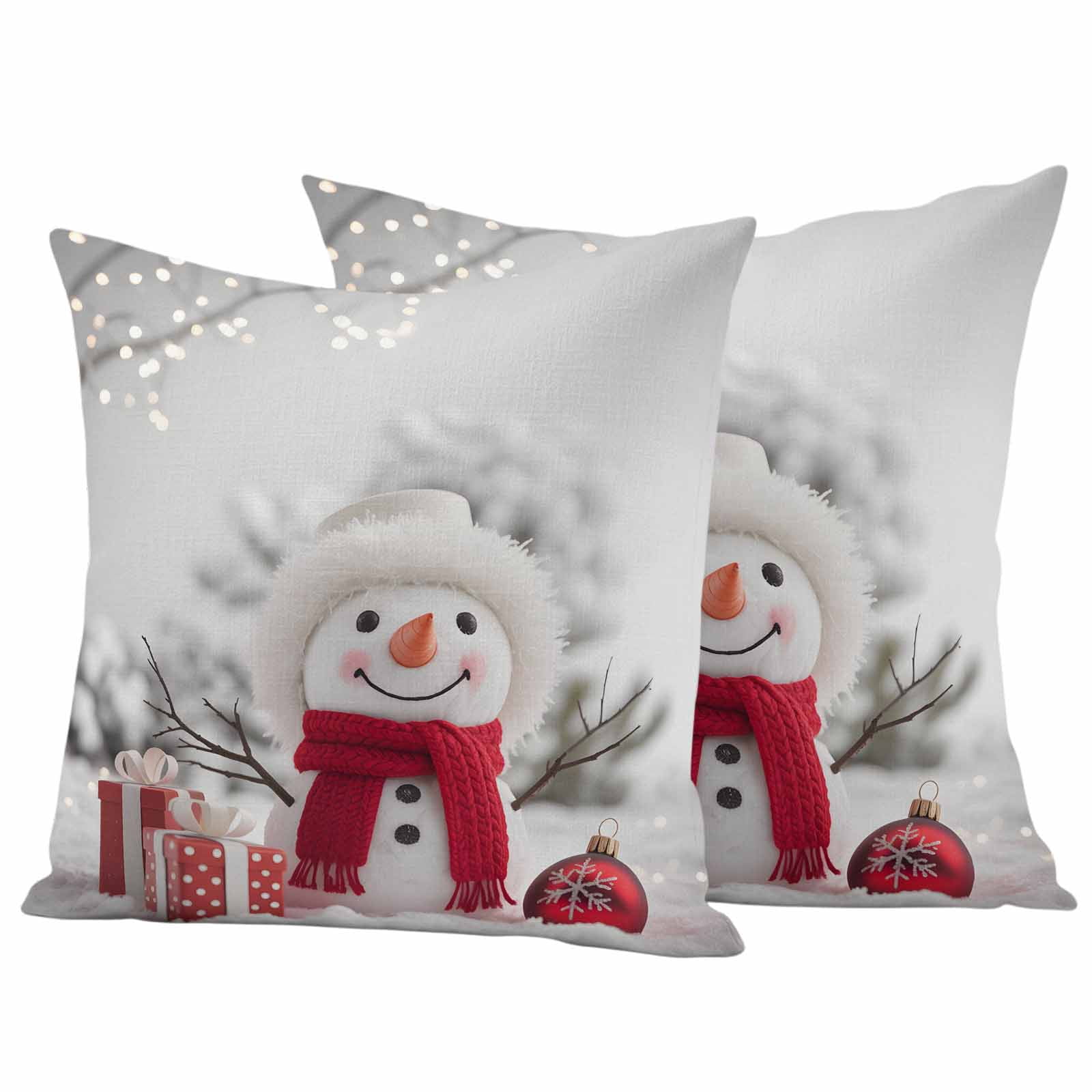 Christmas Snowman Outdoor Waterproof Pillow Covers, Xmas Balls Winter ...