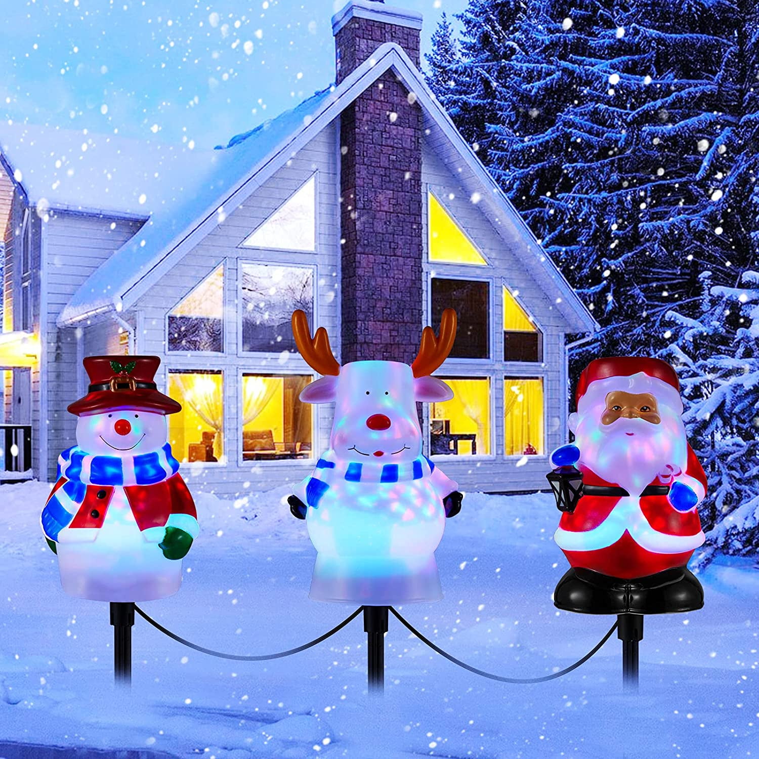 Christmas Snowman Pathway Lights Outdoor, 3 in 1 LED Landscape Path Lights  for Holiday Decoration, 2021 Snowman Santa Reindeer Pathway Lights for  Garden, Yard, Lawn, Porch, Outdoor Décor Plug in - Walmart.com, image size:1500x1500
