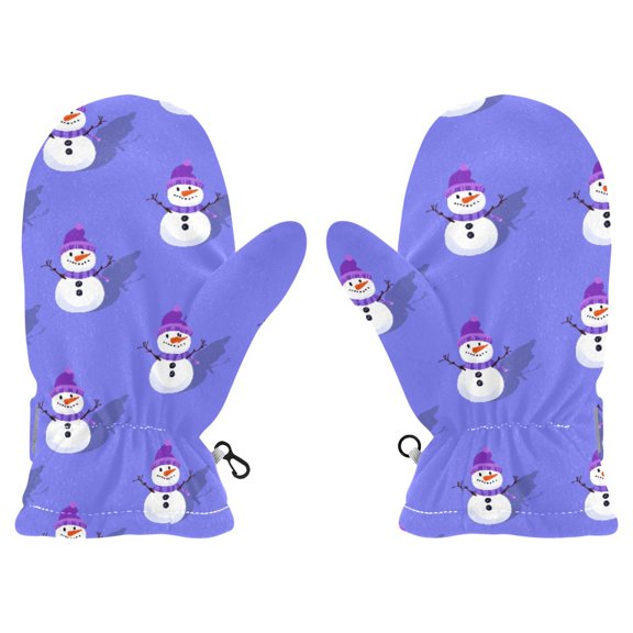 Christmas Snowman Pattern Cold Weather Mittens Cozy Gloves with Adjustable Fit Perfect for Outdoor Fun