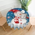 thumbnail image 1 of Christmas Snowman Pattern Tablecloth Round Table Cover Washable Polyester Table Cloth for Kitchen Party Picnic Dining Decor 60 Inch, 1 of 1