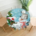 thumbnail image 1 of Christmas Snowman Pattern Tablecloth Round Table Cover Washable Polyester Table Cloth for Kitchen Party Picnic Dining Decor 60 Inch, 1 of 6