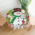 thumbnail image 1 of Christmas Snowman Pattern Tablecloth Round Table Cover Washable Polyester Table Cloth for Kitchen Party Picnic Dining Decor 60 Inch, 1 of 6
