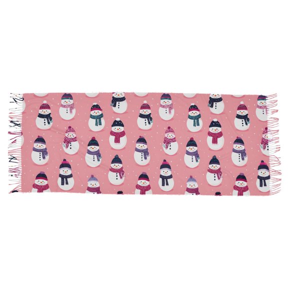 Christmas Snowman Pattern Women's Cold Weather Scarves Lightweight Warm Fashion Scarves, Breathable 86.6''x30.7''