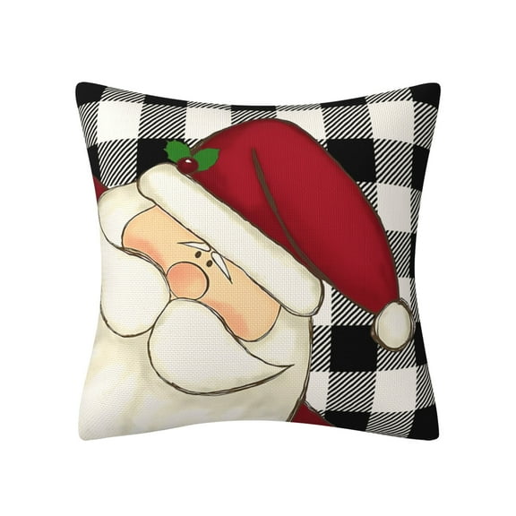 Christmas Snowman Pillow Covers, Plaid Print Cushion Covers, 17.71x17.71In Decorative Throw Pillow Cases for Holiday Home Decor, Sofa, Couch, and Living Room