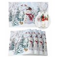 thumbnail image 1 of Christmas Snowman Placemats Set of 12 Pine Treea Branches Xmas Winter Snowfall Heat Insulation Washable Place Mats, Rustic Non-Slip Table Mats for Dining Table Party Kitchen Decor,13x19 Inch, 1 of 4
