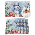 thumbnail image 1 of Christmas Snowman Placemats Set of 4 Christmas Tree Snowflakes Winter Blue Heat Insulation Washable Place Mats, Rustic Non-Slip Table Mats for Dining Table Party Kitchen Decor,13x19 Inch, 1 of 4