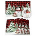 thumbnail image 1 of Christmas Snowman Placemats Set of 6 Winter Christmas Tree Cardinals Red plaid Heat Insulation Washable Place Mats, Rustic Non-Slip Table Mats for Dining Table Party Kitchen Decor,13x19 Inch, 1 of 4