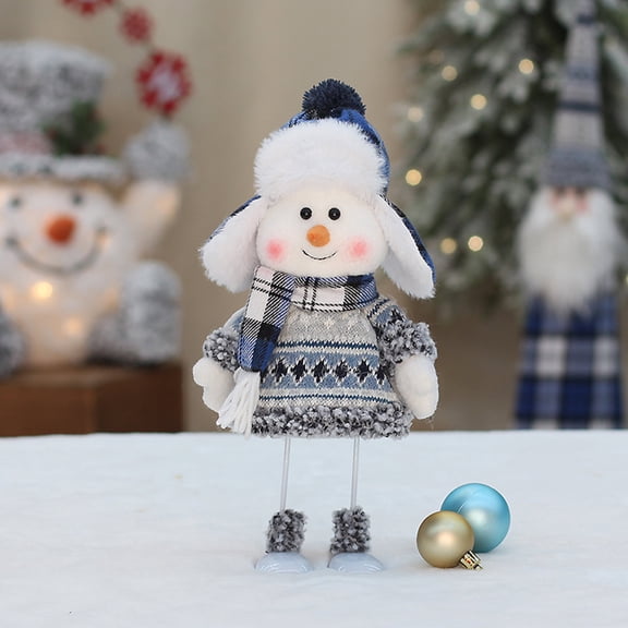 Christmas Snowman Plush Doll Toys- Christmas Blue Series Snowman Plush Ski Doll Stuffed Snowman Plush Christmas Decorations -Winter Christmas Gifts(A)