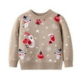 thumbnail image 1 of Christmas Snowman Printed Sweater for Baby Boys Girls, Long Sleeve Warm Knitted Pullover Knitwear Xmas Tops (Apricot), 1 of 3