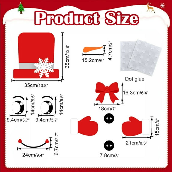 Christmas Snowman Refrigerator Magnets Set, Christmas Decorations Door Decor Snowman Magnets Stickers Refrigerator Decal Face Set Reflective Car Magnetic for Xmas Holiday Fridge