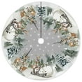 thumbnail image 1 of Christmas Snowman Reindeer Snowflake Christmas Tree Skirt 23.62inch, Winter Holiday Tree Mat Decoration, 1 of 8