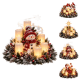 thumbnail image 1 of Christmas Snowman Resin Centerpiece with LED Flameless Candles, Lighted Frosted Pine Wreath Snowman Tabletop Decor, Xmas Mantel Dining Table Holiday Decoration, 1 of 4