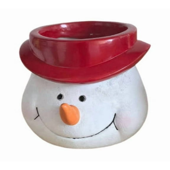 Christmas Snowman Resin Flower Pot with Festive Hat, Holiday Desk Decor, Versatile Seasonal Container for Flowers and Decorative Arrangements, Perfect for Festive or Gifting Occasions