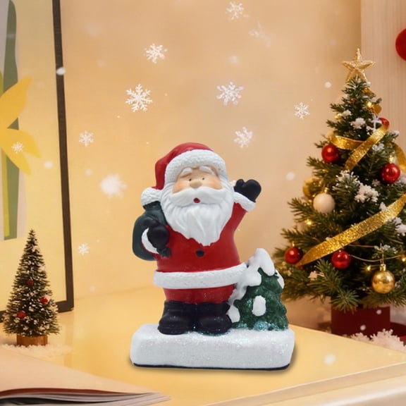 Christmas Snowman Resin Ornament for Home Decor Living Room Entrance Tabletop Display Micro Landscape Gift(Red)