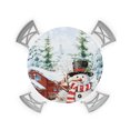 Christmas Snowman Round Fitted Tablecloths Table Cover, Farmhouse Xmas