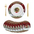 thumbnail image 1 of Christmas Snowman Round Placemats Set of 8, Braided Polypropylene Place Mats, Xmas Winter Red Black Plaid Wooden Washable Table Mats for Kitchen Dinner Holiday Wedding Party Coffee Table Decor 15", 1 of 9