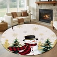 thumbnail image 1 of Christmas Snowman Round Rug 5ft Washable Circle Kitchen Rugs Non Slip Green Golden Snowflake Xmas Tree Large Area Rug Indoor Floor Carpet for Bedroom Living Room Home Office Dining Room Nursery, 1 of 8