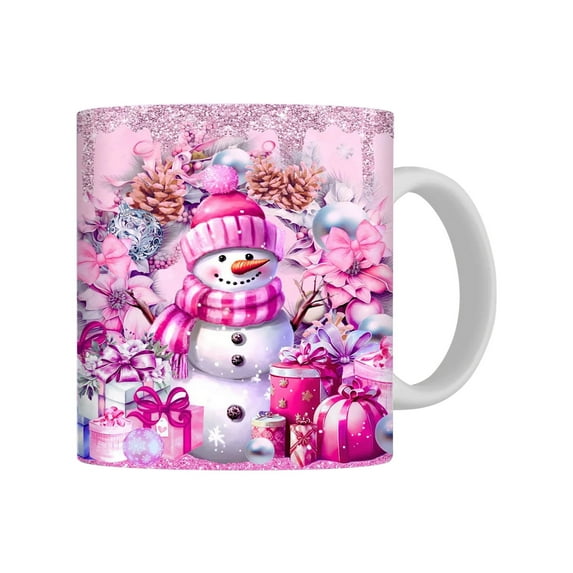 Christmas Snowman Santa Mug - 15oz Ceramic Coffee Cup with Handle, Dishwasher & Microwave Safe, Holiday Gift for Family & Friends