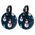 thumbnail image 1 of Christmas Snowman Set of 2pcs PU Leather Round Suitcase Tags with Privacy Cover and Name ID Tag - Ideal for Travel Luggage, Handbags, Backpacks, School Bags, 1 of 6