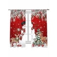 thumbnail image 1 of Christmas Snowman Sheer Curtains 63 Inch Long 2 Panels, Pine Tree Leaf Deer Xmas Balls Snow Red Light Filtering Rod Pocket Semi Sheer Curtains, Sheer Voile Drapes for Living Room Bedroom, 52"x63", 1 of 5