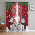 thumbnail image 1 of Christmas Snowman Sheer Curtains 84 Inches Long, Red Xmas Pine Branch Snowflake Red Birds Light Filtering Window Curtains for Living Room, Rod Pocket Voile Sheer Curtain Drapes, 52"Wx84"L, 2 Panels, 1 of 9