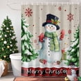 thumbnail image 1 of Christmas Snowman Shower Curtain, 66" x 72", Winter Xmas Pine Tree Snow Linen Red Plais Waterproof Bathroom Curtain Washable Shower Curtain Set with 12 Hooks, 1 of 6