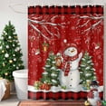 thumbnail image 1 of Christmas Snowman Shower Curtain, 72" x 72", Christmas Tree Xmas Gifts Retro Red Plaid Waterproof Bathroom Curtain Washable Shower Curtain Set with 12 Hooks, 1 of 6