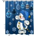 thumbnail image 1 of Christmas Snowman Shower Curtain Blue Snowman Shower Curtains for Bathroom Decor Xmas Christmas Balls Winter Snowflake For Christmas Decoration Bath Curtains Sets with Hooks Waterproof 36" W x 72" L, 1 of 6