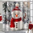 Christmas Snowman Shower Curtain Festive Winter Theme Bathroom Decor