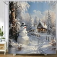 thumbnail image 1 of Christmas Snowman Shower Curtain, Winter Snow Trees Rustic Farmhouse Bathroom Curtains, Durable Waterproof Fabric Bathtub Sets Home Decor, 72X72in, 1 of 5
